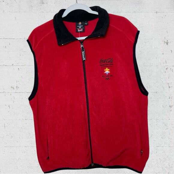 VTG New Y2K Marker 2002 Salt Lake City Olympics Red Fleece Vest USA Size Large - Picture 2 of 9